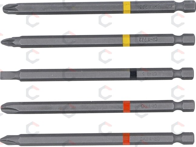 Ilgų sukimo antgalių rinkinys | PH / PZ / SL profiliai | 1/4" | 110 mm | 5 vnt. (4832) 3 Ilgų sukimo antgalių rinkinys | PH / PZ / SL profiliai | 1/4" | 110 mm | 5 vnt. (4832) 3