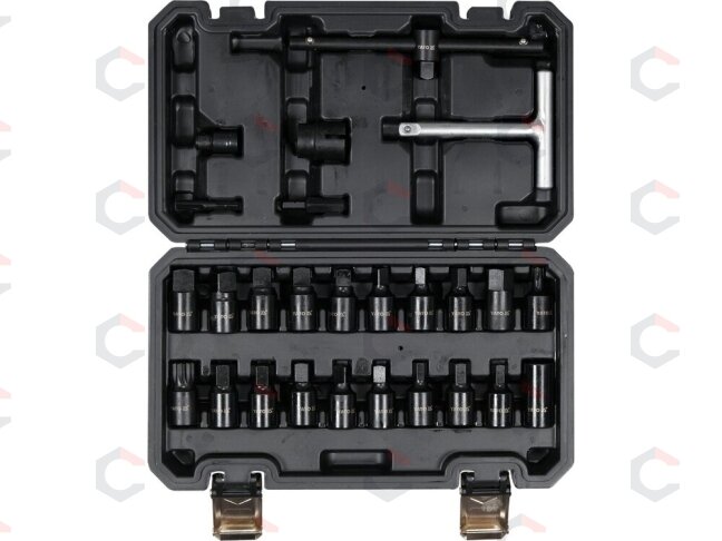 Antgalių rinkinys alyvos išleidimo varžtams | 3/8" (10 mm) | 26 vnt. (YT-05998) 1 Antgalių rinkinys alyvos išleidimo varžtams | 3/8" (10 mm) | 26 vnt. (YT-05998) 1