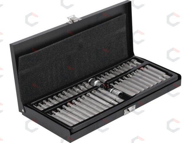 Antgalių rinkinys | Ribe / T-Star (Torx) su skyle | 42 vnt (YT-0420) Antgalių rinkinys | Ribe / T-Star (Torx) su skyle | 42 vnt (YT-0420)
