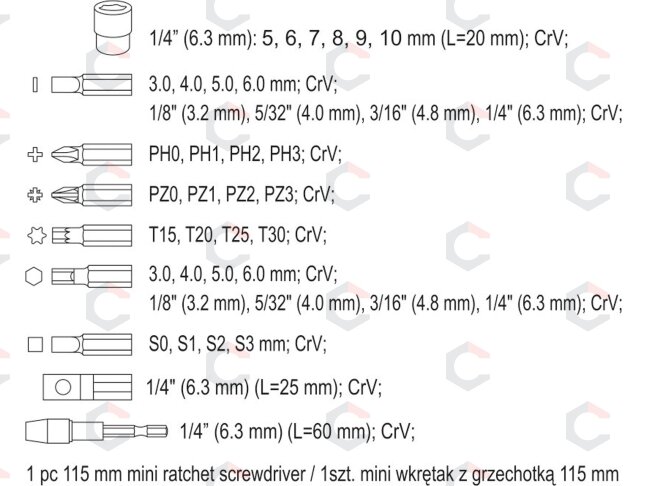 Antgalių rinkinys su reversine rankena | 41 vnt. (64385) 5 Antgalių rinkinys su reversine rankena | 41 vnt. (64385) 5