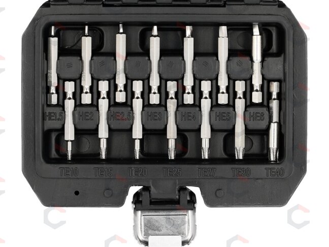 Antgalių rinkinys | sugadintiems T-Star (Torx) ir Hex | 19 vnt. (YT-04584) 2 Antgalių rinkinys | sugadintiems T-Star (Torx) ir Hex | 19 vnt. (YT-04584) 2