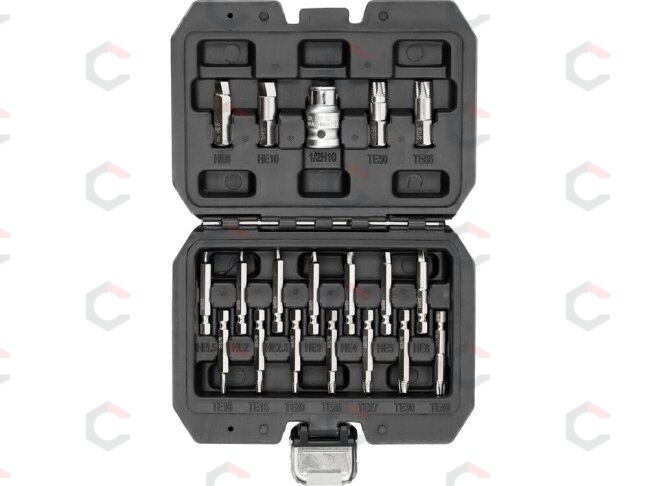 Antgalių rinkinys | sugadintiems T-Star (Torx) ir Hex | 19 vnt. (YT-04584) Antgalių rinkinys | sugadintiems T-Star (Torx) ir Hex | 19 vnt. (YT-04584)