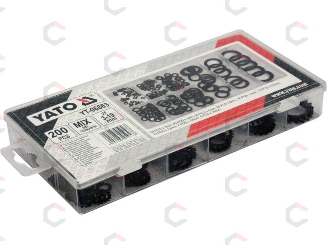Antivibracinių poveržlių rinkinys | Mix / 3 - 19 mm | 200 vnt. (YT-06863) 2 Antivibracinių poveržlių rinkinys | Mix / 3 - 19 mm | 200 vnt. (YT-06863) 2