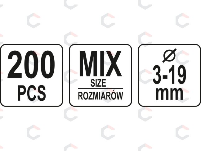 Antivibracinių poveržlių rinkinys | Mix / 3 - 19 mm | 200 vnt. (YT-06863) 3 Antivibracinių poveržlių rinkinys | Mix / 3 - 19 mm | 200 vnt. (YT-06863) 3