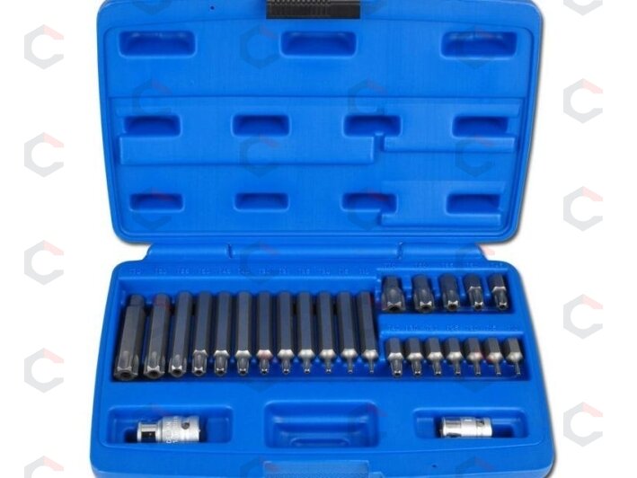 Antgalių komplektas | su skylutėmis | 10 mm (3/8") | T-Star (Torx) | 26 vnt. (5022) Antgalių komplektas | su skylutėmis | 10 mm (3/8") | T-Star (Torx) | 26 vnt. (5022)