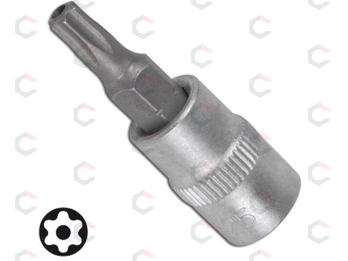 Antgalis įpresuotas į 1/4" galvutę T8 su skyle (FC2608-T8) Antgalis įpresuotas į 1/4" galvutę T8 su skyle (FC2608-T8)