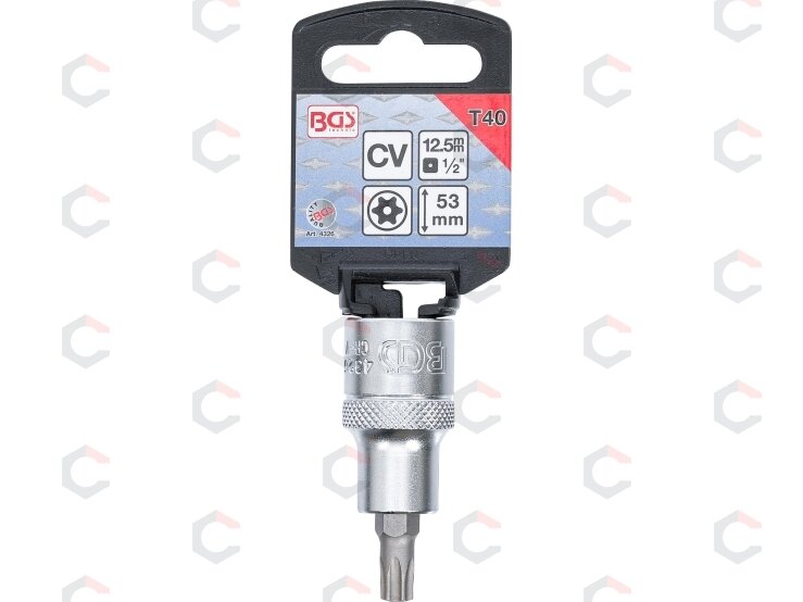 Antgalis įpresuotas į galvutę | 12,5 mm (1/2") | T-Star su skyle (Torx) T40 (4326) 1 Antgalis įpresuotas į galvutę | 12,5 mm (1/2") | T-Star su skyle (Torx) T40 (4326) 1
