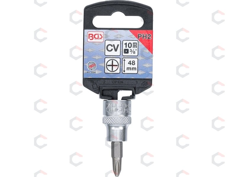 Antgalis įpresuotas į galvutę | 10 mm (3/8") | Kryžminis PH2 (2554) 1 Antgalis įpresuotas į galvutę | 10 mm (3/8") | Kryžminis PH2 (2554) 1