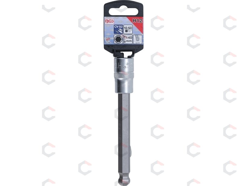Antgalis įpresuotas į galvutę | ilgis 140 mm | 12,5 mm (1/2") | šešiakampis su šarnyru 12 mm (4258-12) 1 Antgalis įpresuotas į galvutę | ilgis 140 mm | 12,5 mm (1/2") | šešiakampis su šarnyru 12 mm (4258-12) 1