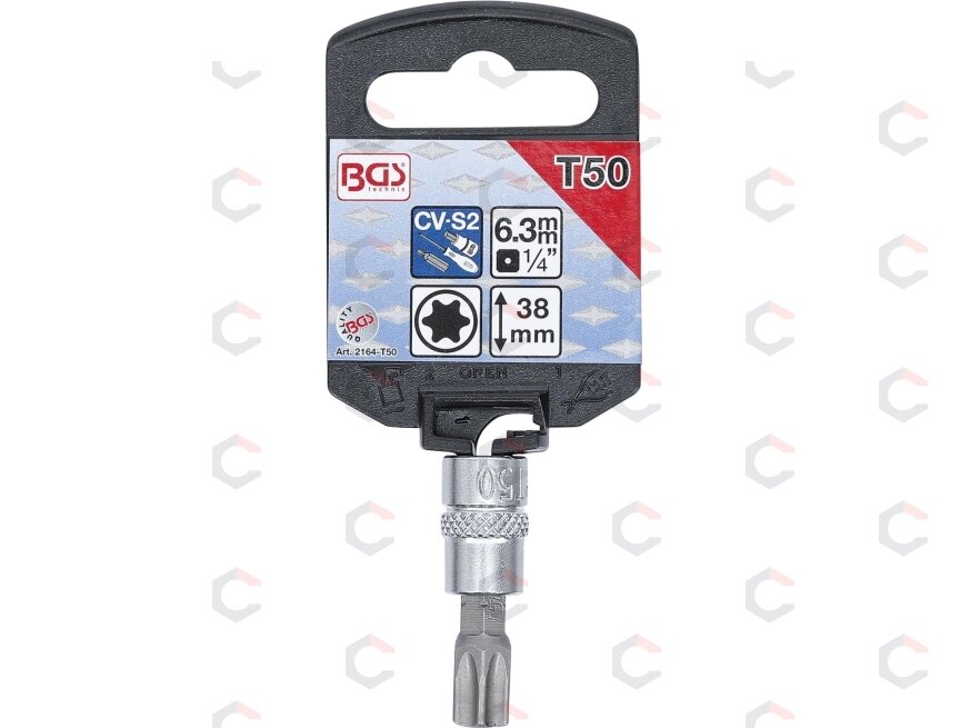 Antgalis įpresuotas į galvutę | 6.3 mm (1/4") | T-Star (Torx) T50 (2164-T50) 1 Antgalis įpresuotas į galvutę | 6.3 mm (1/4") | T-Star (Torx) T50 (2164-T50) 1