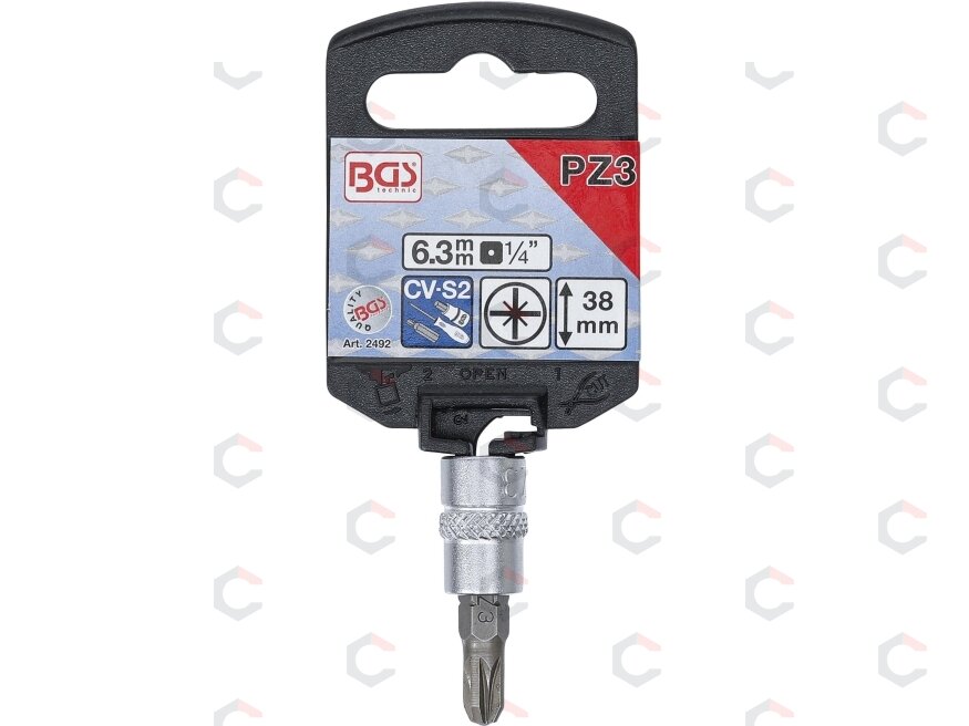 Antgalis įpresuotas į galvutę | 6.3 mm (1/4") | Kryžminis PZ3 (2492) 1 Antgalis įpresuotas į galvutę | 6.3 mm (1/4") | Kryžminis PZ3 (2492) 1
