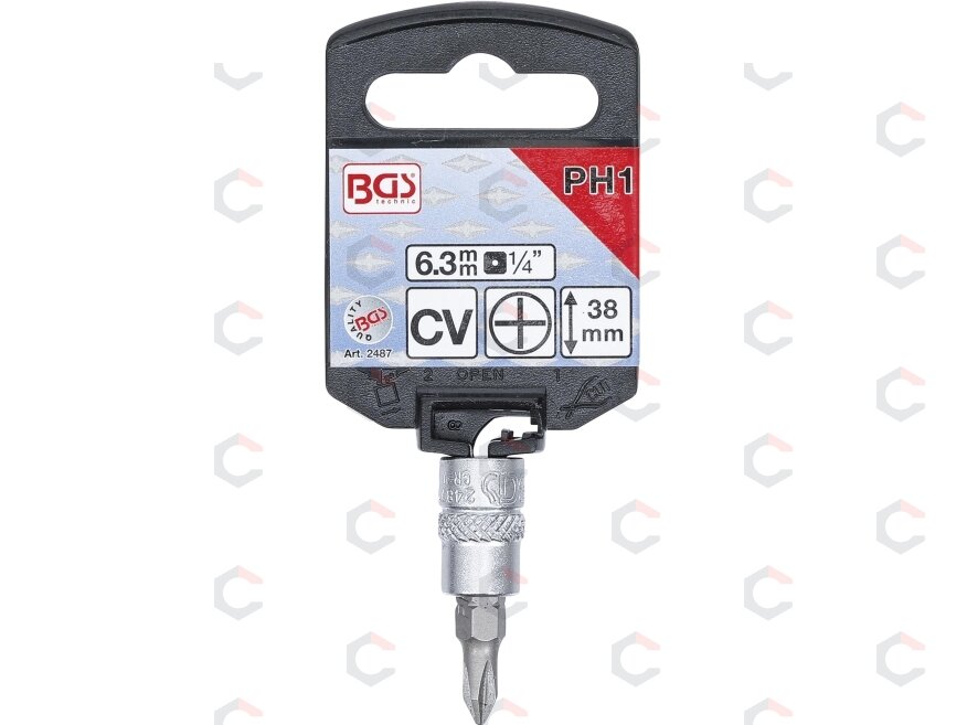 Antgalis įpresuotas į galvutę | 6.3 mm (1/4") | kryžminis PH1 (2487) 1 Antgalis įpresuotas į galvutę | 6.3 mm (1/4") | kryžminis PH1 (2487) 1