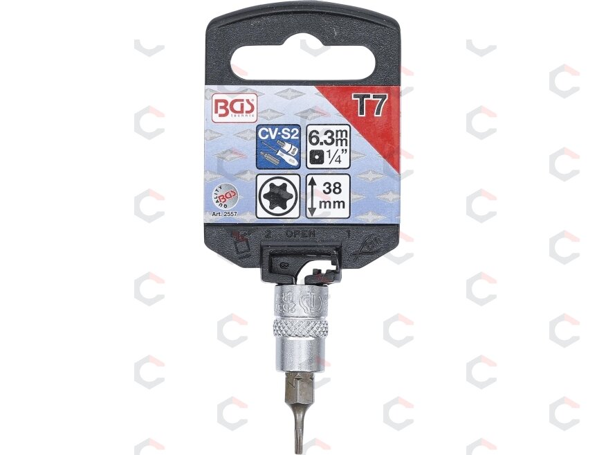 Antgalis įpresuotas į galvutę | 6.3 mm (1/4") | T-Star (Torx) T7 (2557) 1