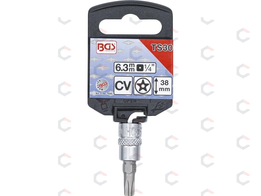 Antgalis 1/4" įpresuotas į galvutę su skyle, penkiakampis TS30x38mm (5184-TS30) 1