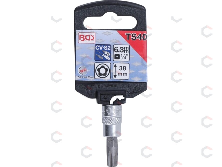 Antgalis įpresuotas | 6,3 mm (1/4") | T-Star (Torx) penkiakampis TS40 (5184-TS40) 1 Antgalis įpresuotas | 6,3 mm (1/4") | T-Star (Torx) penkiakampis TS40 (5184-TS40) 1