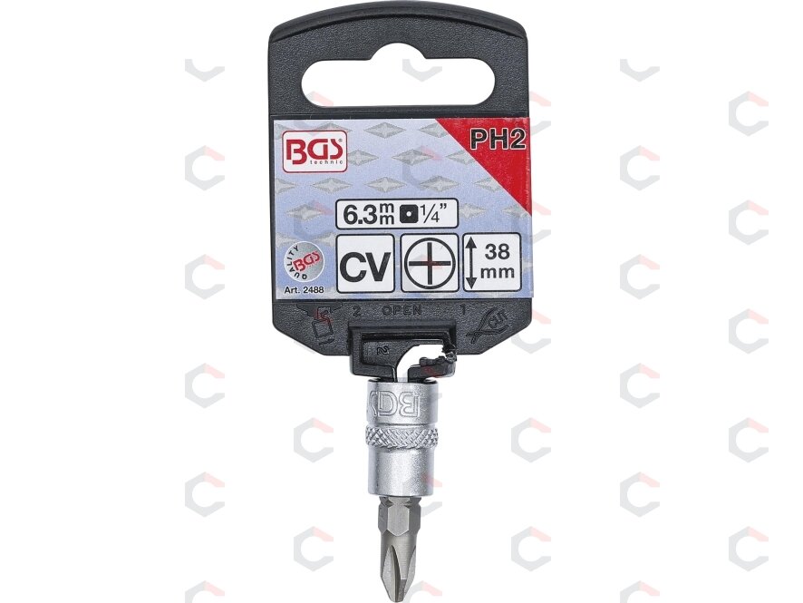 Antgalis įpresuotas į galvutę | 6.3 mm (1/4") | kryžminis PH2 (2488) 1 Antgalis įpresuotas į galvutę | 6.3 mm (1/4") | kryžminis PH2 (2488) 1