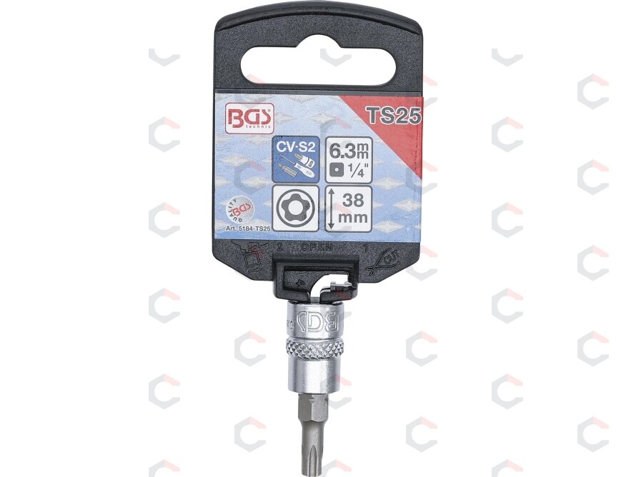 Antgalis 1/4" įpresuotas į galvutę su skyle, penkiakampis TS27x38mm (5184-TS27) 1 Antgalis 1/4" įpresuotas į galvutę su skyle, penkiakampis TS27x38mm (5184-TS27) 1