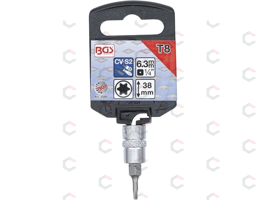 Antgalis įpresuotas į galvutę | 6.3 mm (1/4") | T-Star (Torx) T8 (2589) 1 Antgalis įpresuotas į galvutę | 6.3 mm (1/4") | T-Star (Torx) T8 (2589) 1