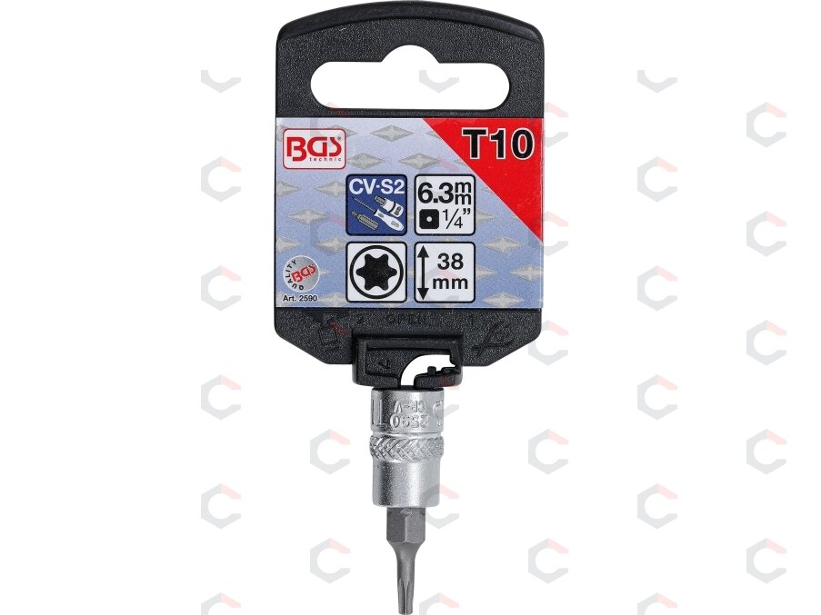 Antgalis įpresuotas į galvutę | 6.3 mm (1/4") | T-Star (Torx) T10 (2590) 1 Antgalis įpresuotas į galvutę | 6.3 mm (1/4") | T-Star (Torx) T10 (2590) 1