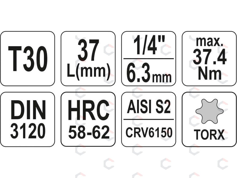 Antgalis įpresuotas į galvutę | 6.3 mm (1/4") | T-Star (Torx) T30 (YT-04306) 3 Antgalis įpresuotas į galvutę | 6.3 mm (1/4") | T-Star (Torx) T30 (YT-04306) 3