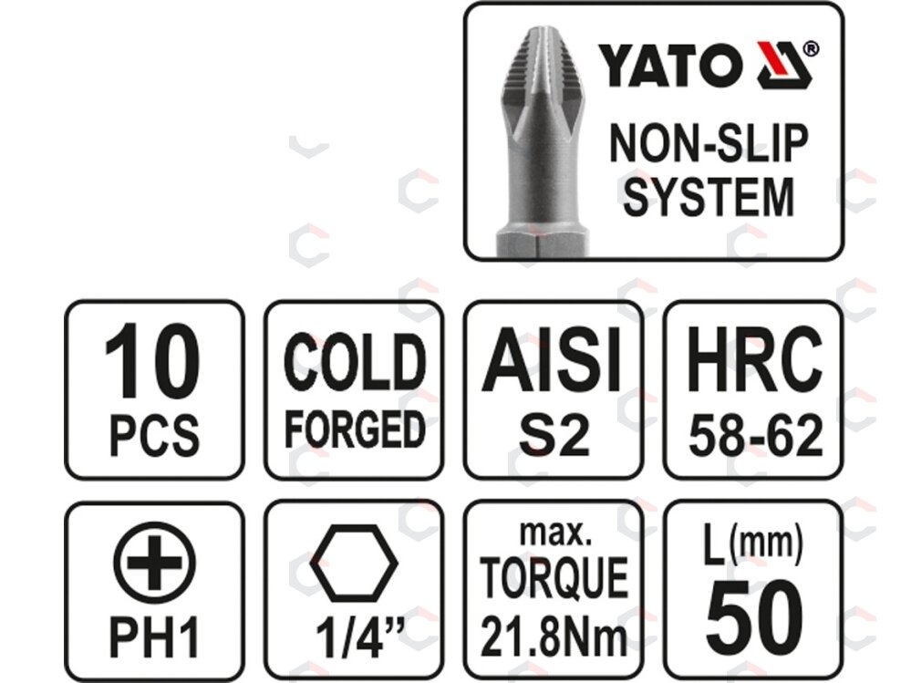 Antgalis PH1x50 mm, 10 vnt. (YT-0477) 2