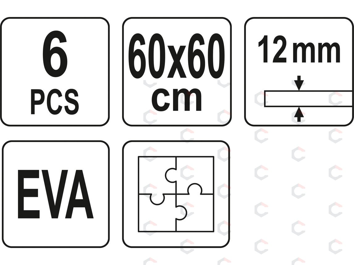 Apsauginis kilimėlis automobilių dirbtuvėms ar treniruoklių salei | 6 vnt / 60x60 cm (YT-08780) 4 Apsauginis kilimėlis automobilių dirbtuvėms ar treniruoklių salei | 6 vnt / 60x60 cm (YT-08780) 4