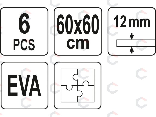 Apsauginis kilimėlis automobilių dirbtuvėms ar treniruoklių salei | 6 vnt / 60x60 cm (YT-08780) 4 Apsauginis kilimėlis automobilių dirbtuvėms ar treniruoklių salei | 6 vnt / 60x60 cm (YT-08780) 4
