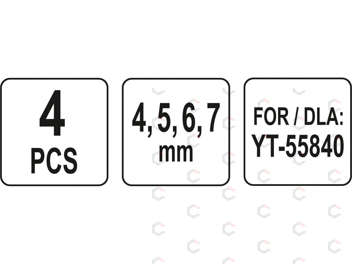 Atsarginiai antgaliai smėliapūtei | 4, 5, 6, 7 mm | YT-55840 (YT-55844) 3 Atsarginiai antgaliai smėliapūtei | 4, 5, 6, 7 mm | YT-55840 (YT-55844) 3