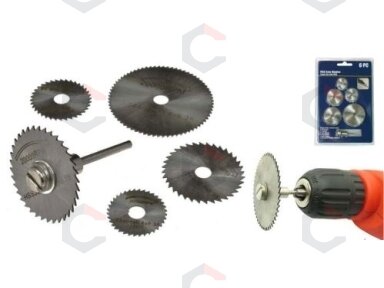 Atpjovimo diskelių rinkinys | HSS | Φ22 Φ25 Φ32 Φ35 Φ44 mm | 6 vnt. (SK2561) Atpjovimo diskelių rinkinys | HSS | Φ22 Φ25 Φ32 Φ35 Φ44 mm | 6 vnt. (SK2561)