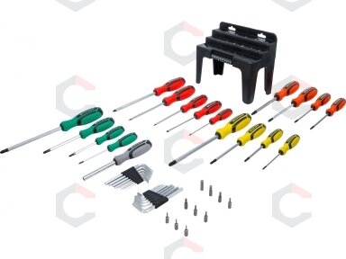 Atsuktuvų ir antgalių rinkinys | plastikinis stovas | 44 vnt (35836B) Atsuktuvų ir antgalių rinkinys | plastikinis stovas | 44 vnt (35836B)