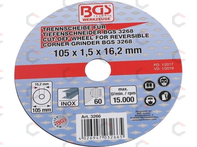 Atpjovimo diskas | Ø 105 x 1,5 x 16,2 mm (3266) Atpjovimo diskas | Ø 105 x 1,5 x 16,2 mm (3266)