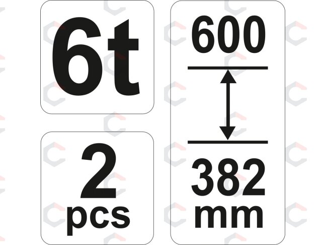 Atrama automobiliui 6 t | 382-600 mm | 2 vnt. (YT-17312) 2 Atrama automobiliui 6 t | 382-600 mm | 2 vnt. (YT-17312) 2