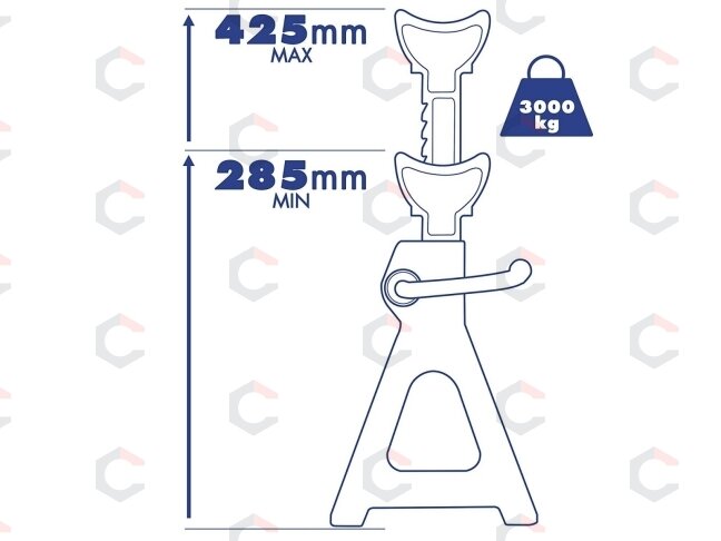 Atramų komplektas 3 t | su padais | 290-430 mm | 2 vnt. (JJ003) 2 Atramų komplektas 3 t | su padais | 290-430 mm | 2 vnt. (JJ003) 2