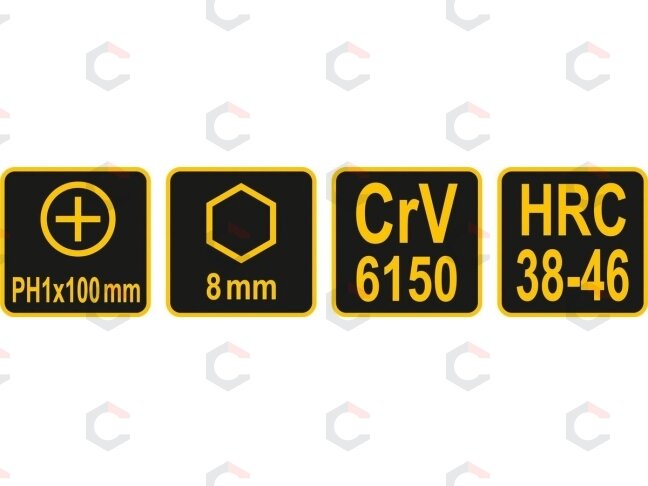 Atsuktuvas kalamas | šešiakampis | Kryžminis PH1 X 100 mm (62171) 3 Atsuktuvas kalamas | šešiakampis | Kryžminis PH1 X 100 mm (62171) 3