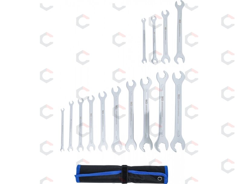 Atvirų terkšlinių veržliarakčių rinkinys | ypač plonas | 6–22 mm / 1/4"–3/4" | 14 vnt. (74584) 2