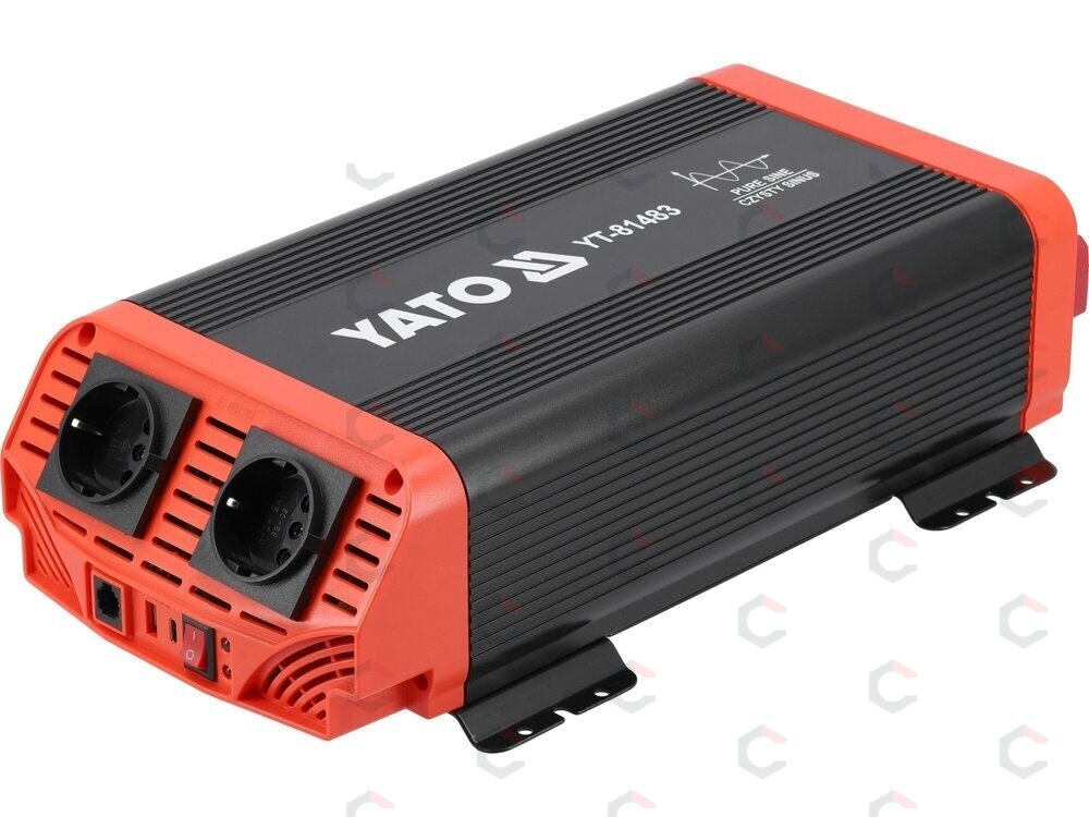 Automobilinis įtampos inverteris | grynas sinusas | 12/230V 1000W (YT-81483) Automobilinis įtampos inverteris | grynas sinusas | 12/230V 1000W (YT-81483)