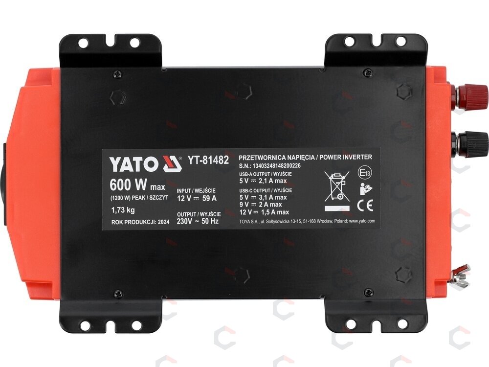 Automobilinis įtampos inverteris | grynas sinusas | 12/230V 600W (YT-81482) 4 Automobilinis įtampos inverteris | grynas sinusas | 12/230V 600W (YT-81482) 4