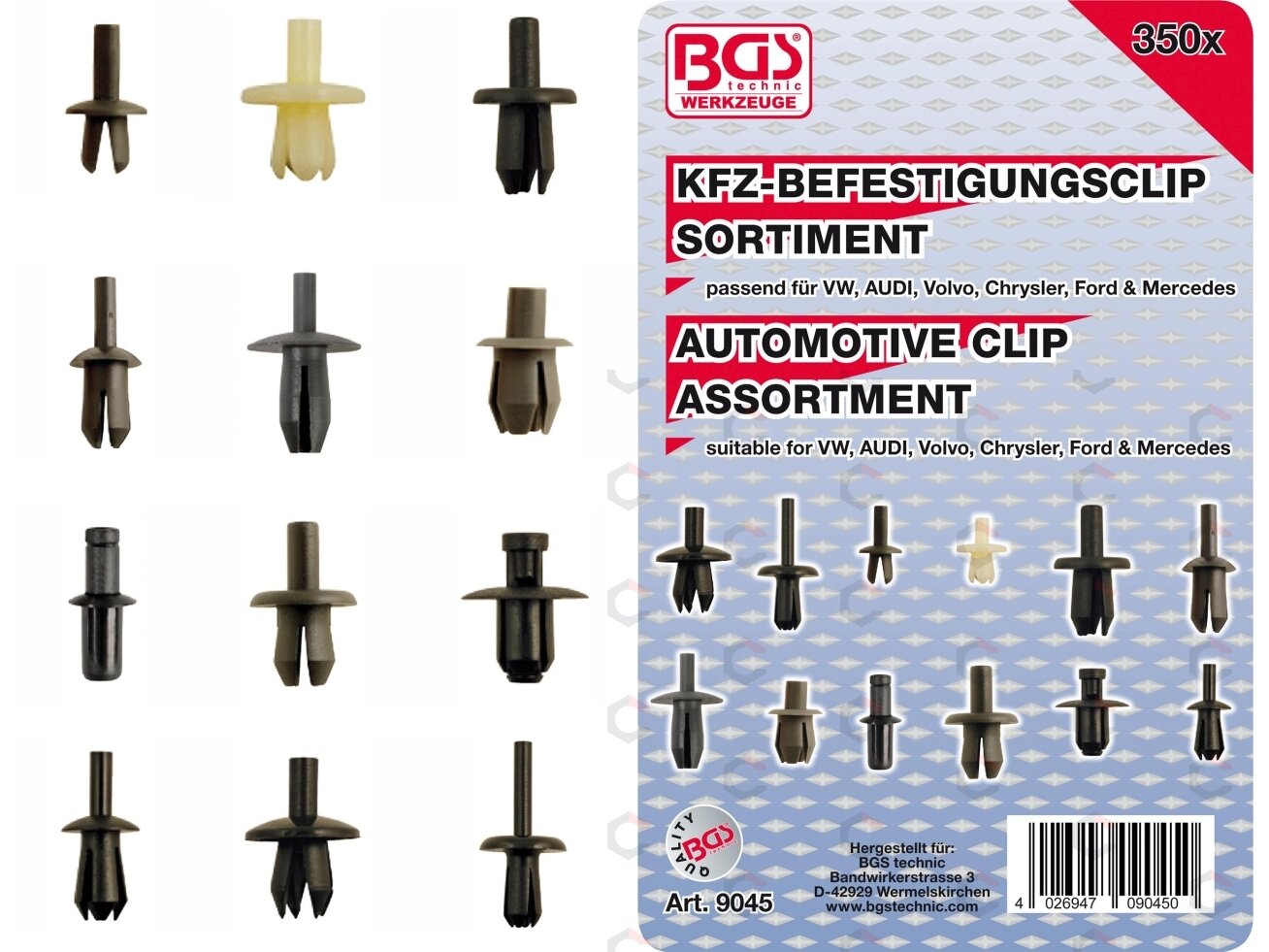 Automobilinis klipsų asortimentas VW, Audi, Volvo, Chrysler, Ford, Mercedes | 350 vnt. (9045) Automobilinis klipsų asortimentas VW, Audi, Volvo, Chrysler, Ford, Mercedes | 350 vnt. (9045)