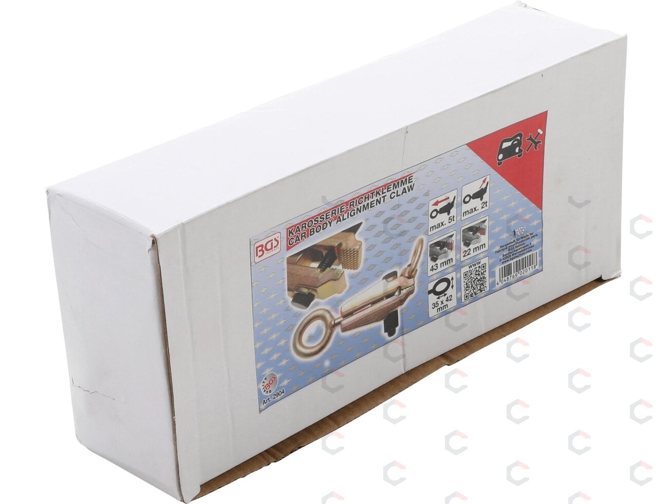 Automobilio kėbulo lyginimo spaustuvas | 43 mm | dvi traukos kryptys | maks. 5 t, į šoną 2 t (2904) 2 Automobilio kėbulo lyginimo spaustuvas | 43 mm | dvi traukos kryptys | maks. 5 t, į šoną 2 t (2904) 2