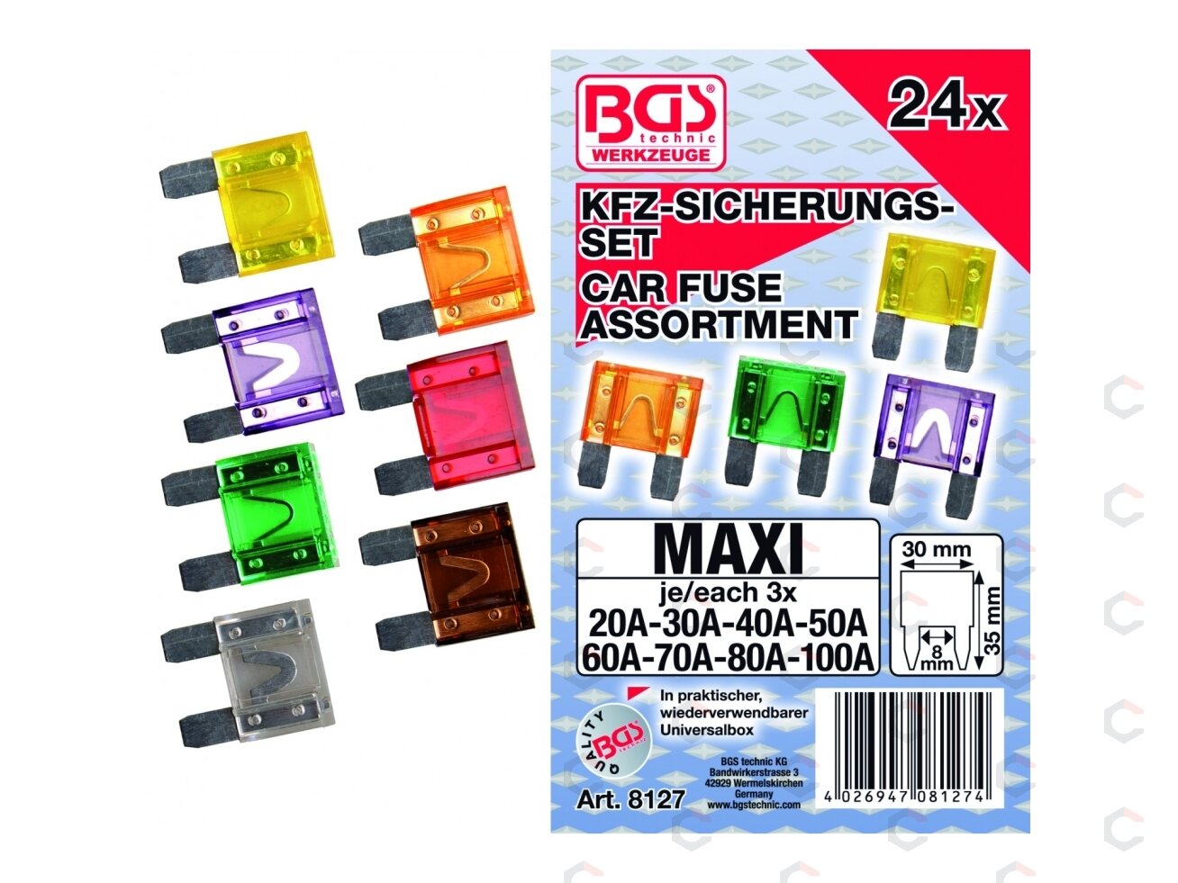 Automobilių saugiklių asortimentas | Maxi | 24 vnt. (8127) Automobilių saugiklių asortimentas | Maxi | 24 vnt. (8127)