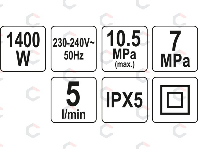 Aukšto slėgio plovimo įrenginys | su aksesuarais | 105 BAR / 1400 W (YT-85910) 5 Aukšto slėgio plovimo įrenginys | su aksesuarais | 105 BAR / 1400 W (YT-85910) 5