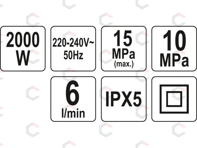 Aukšto slėgio plovimo įrenginys | su aksesuarais | 150 BAR / 2000 W (YT-85915) 5 Aukšto slėgio plovimo įrenginys | su aksesuarais | 150 BAR / 2000 W (YT-85915) 5