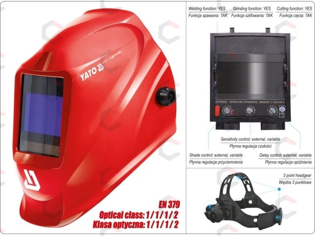 Automatinė suvirinimo kaukė su tamsėjimo filtru | UV/IR apsauga | MIG/MAG/TIG (YT-73925) 2
