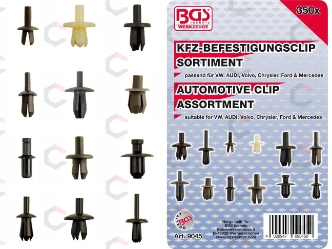 Automobilinis klipsų asortimentas VW, Audi, Volvo, Chrysler, Ford, Mercedes | 350 vnt. (9045) Automobilinis klipsų asortimentas VW, Audi, Volvo, Chrysler, Ford, Mercedes | 350 vnt. (9045)