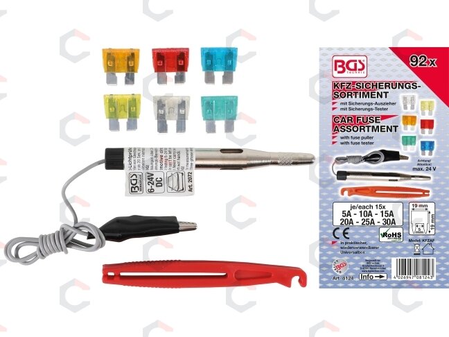 Automobilių saugiklių asortimentas | Standartas | 92 vnt. (8124) 3 Automobilių saugiklių asortimentas | Standartas | 92 vnt. (8124) 3
