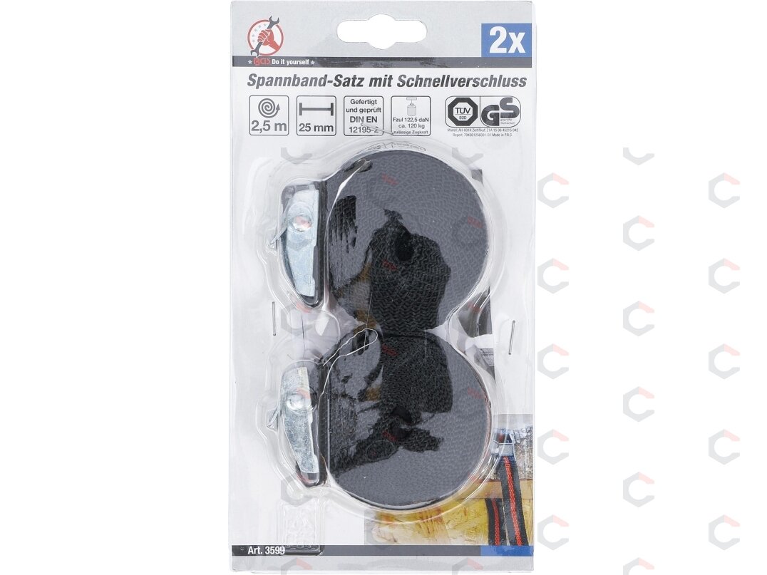Bagažo juostų rinkinys | 2,5 m x 25 mm | 2 vnt. (3599) 2 Bagažo juostų rinkinys | 2,5 m x 25 mm | 2 vnt. (3599) 2