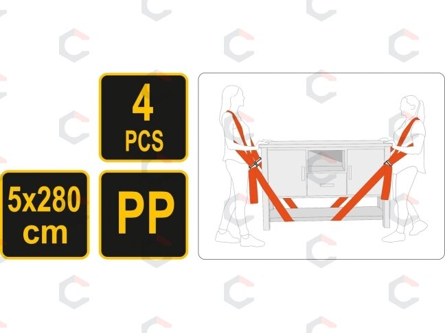 Baldų nešimo diržai | 5X280 cm | 4 vnt. (74721) 5 Baldų nešimo diržai | 5X280 cm | 4 vnt. (74721) 5
