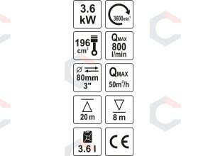 Benzininis vandens siurblys | 3" 5,9HP 60M3/h (YT-85402) 4 Benzininis vandens siurblys | 3" 5,9HP 60M3/h (YT-85402) 4