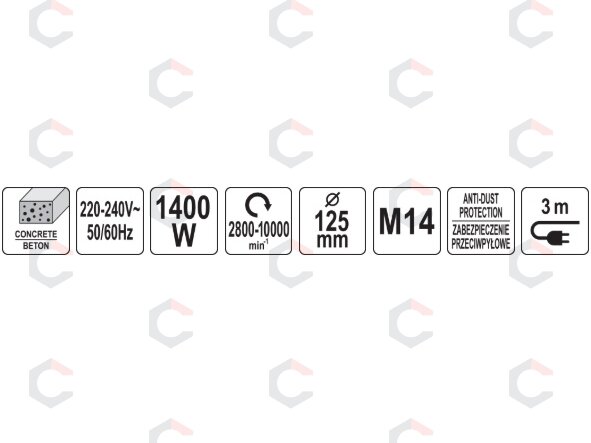 Betono šlifavimo mašinėlė | 125MM 1400W (YT-82164) 11 Betono šlifavimo mašinėlė | 125MM 1400W (YT-82164) 11