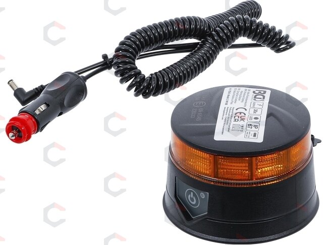 Akumuliatorinis LED įspėjamasis švyturėlis BGS | 12/24 V | Ø 130 mm | magnetinis (70343)